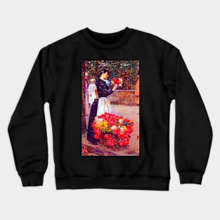 'Flower Girl' by Childe Hassam REMASTERED TECHNICOLOR Crewneck Sweatshirt